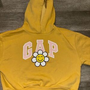 GAP Kids Yellow Hoodie with Smiley Flower Graphic